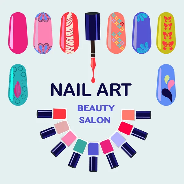 Uñas arte belleza salón fondo — Vector de stock