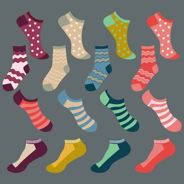 Különböző típusú zokni-illusztráció — Stock Vector