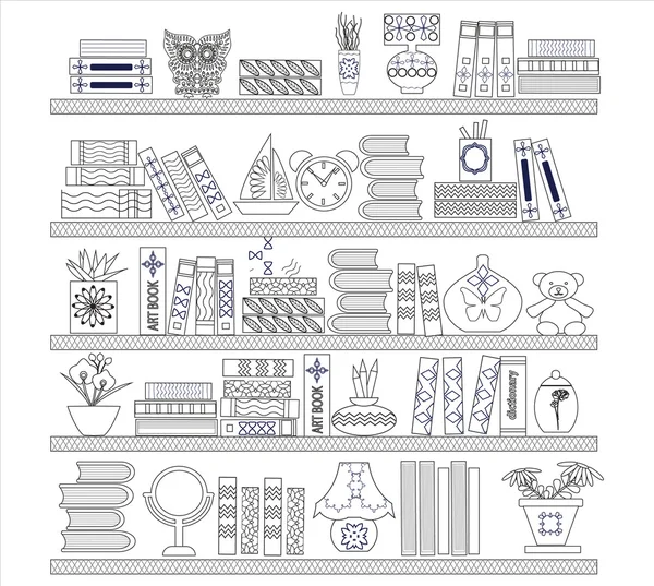 Raflardan kitapları ile beyaz arka plan 