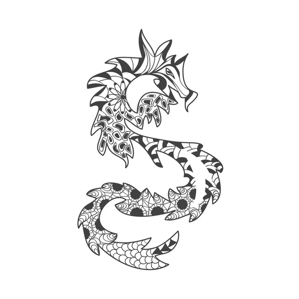 Livre de coloriage anti-stress Dragon pour adultes . — Image vectorielle