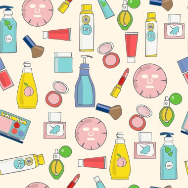 kalıcı makyaj, güzellik ve sağlıklı kozmetik ürün deseni 