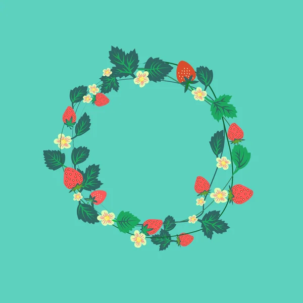 Contexte fraises et fleurs-illustration — Image vectorielle