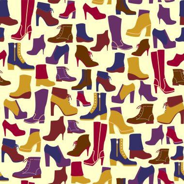 moda ayakkabı siluetleri vektör desen. Arka plan.