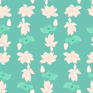 Elle çizilmiş arka plan güzel lotus çiçek ve yaprakları.