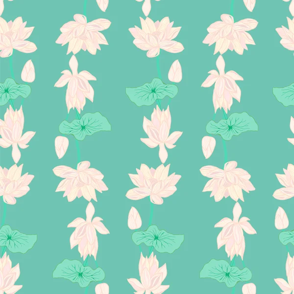 Handgezeichneter Hintergrund aus schönen Lotusblumen und Blättern. — Stockvektor