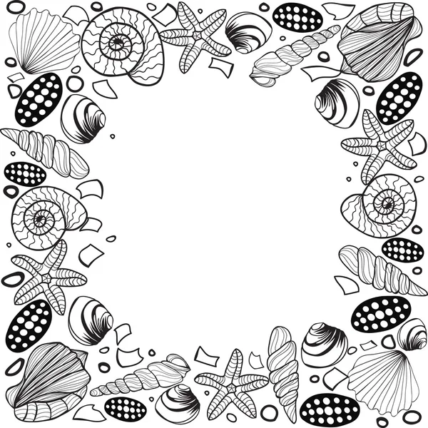 Hand drawn Seashell border frame Vector — Stock Vector