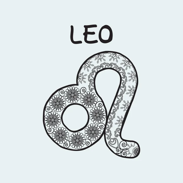 Zentangle stilize çizgi film Aslan burcu işareti.