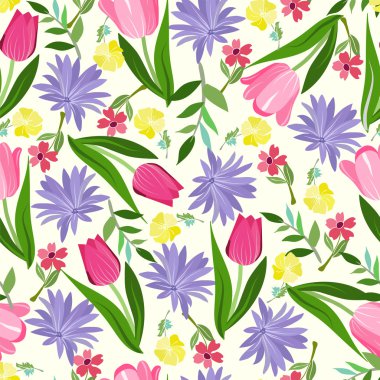 Çiçek Dikişsiz desen doku ile parlak yaz çiçek ile