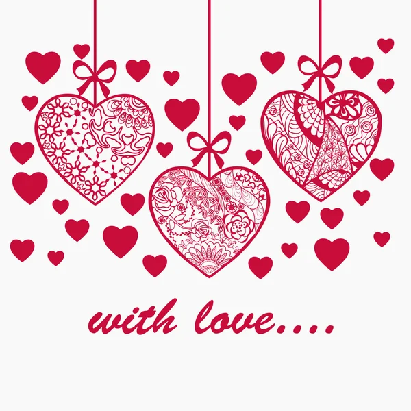 Romantische Valentinstag handgezeichneten Hintergrund mit ornamentalen — Stockvektor