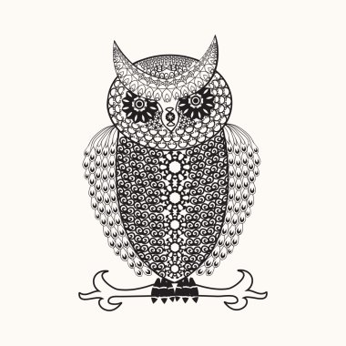 şirin baykuş zentangle tarzında çizim.