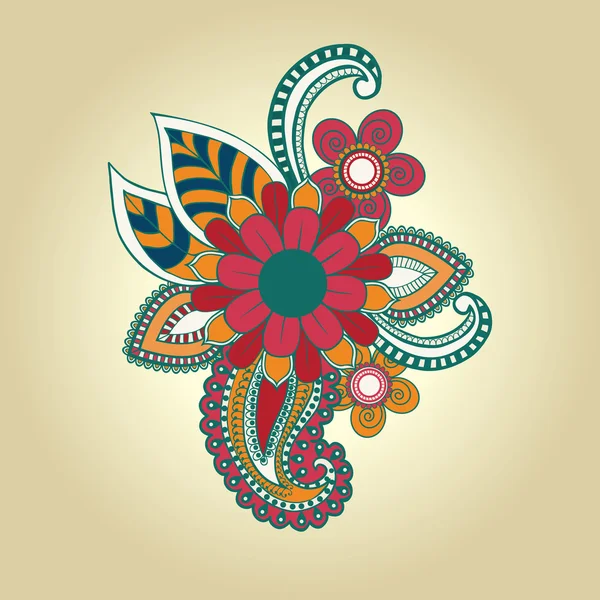 Vector abstract floral elements in indian mehndi style. — Stock Vector