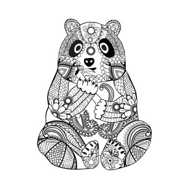 Kitap için yetişkin renklendirme için elle çizilmiş zentangle panda