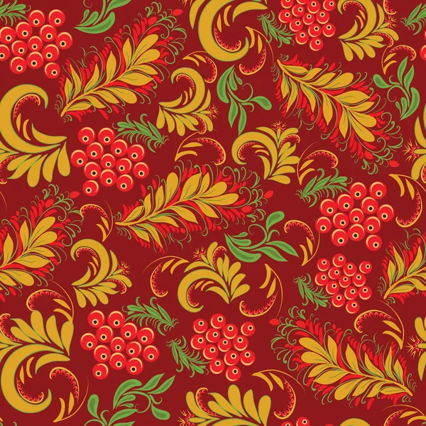 Floral seamless pattern in traditional russian style Hohloma — Stock Vector