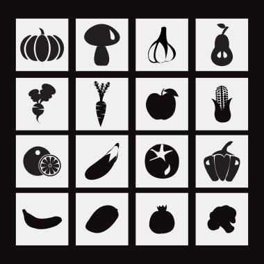 Vektör yiyecek simgesiyle sağlıklı sebze ve meyve