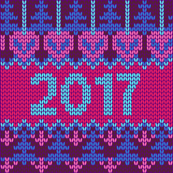 Contextul anului 2017 nou cu textura tricotata Craciun — Vector de stoc