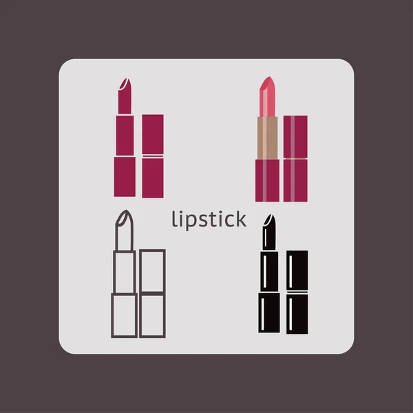 Silhouette rouge à lèvres, icônes cosmétiques — Image vectorielle