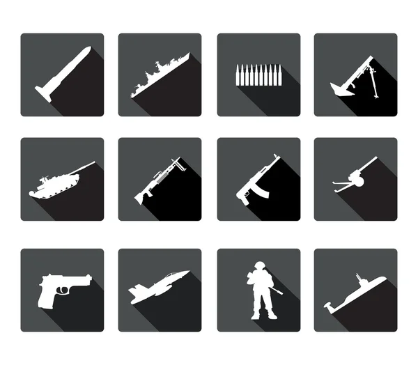 Black and white silhouettes of armed forces. — Stock Vector