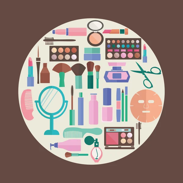 Patroon make-up en schoonheid cosmetische symbolen patroon — Stockvector