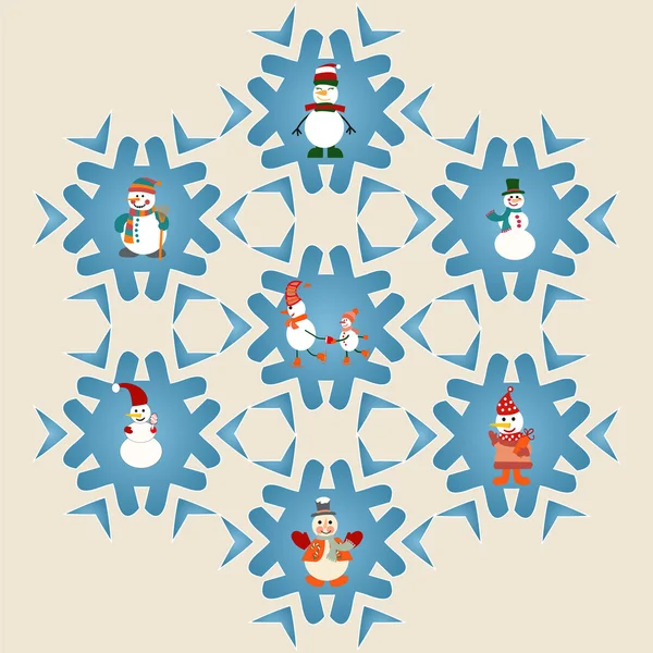 Conjunto de muñeco de nieve patrón-ilustración — Vector de stock