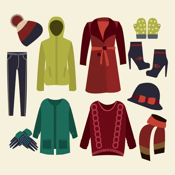 Collection de vêtements d'hiver — Image vectorielle