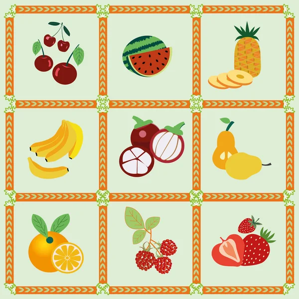 Иконы фруктов - Иллюстрация — стоковый вектор