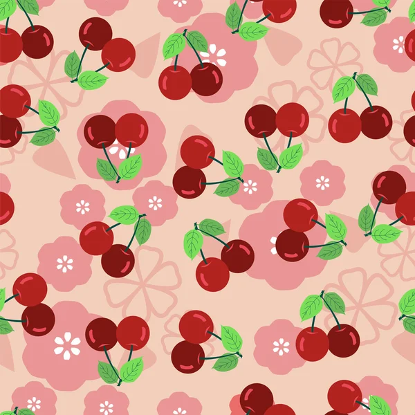 Pattern with a cherry - Illustration — Stock Vector