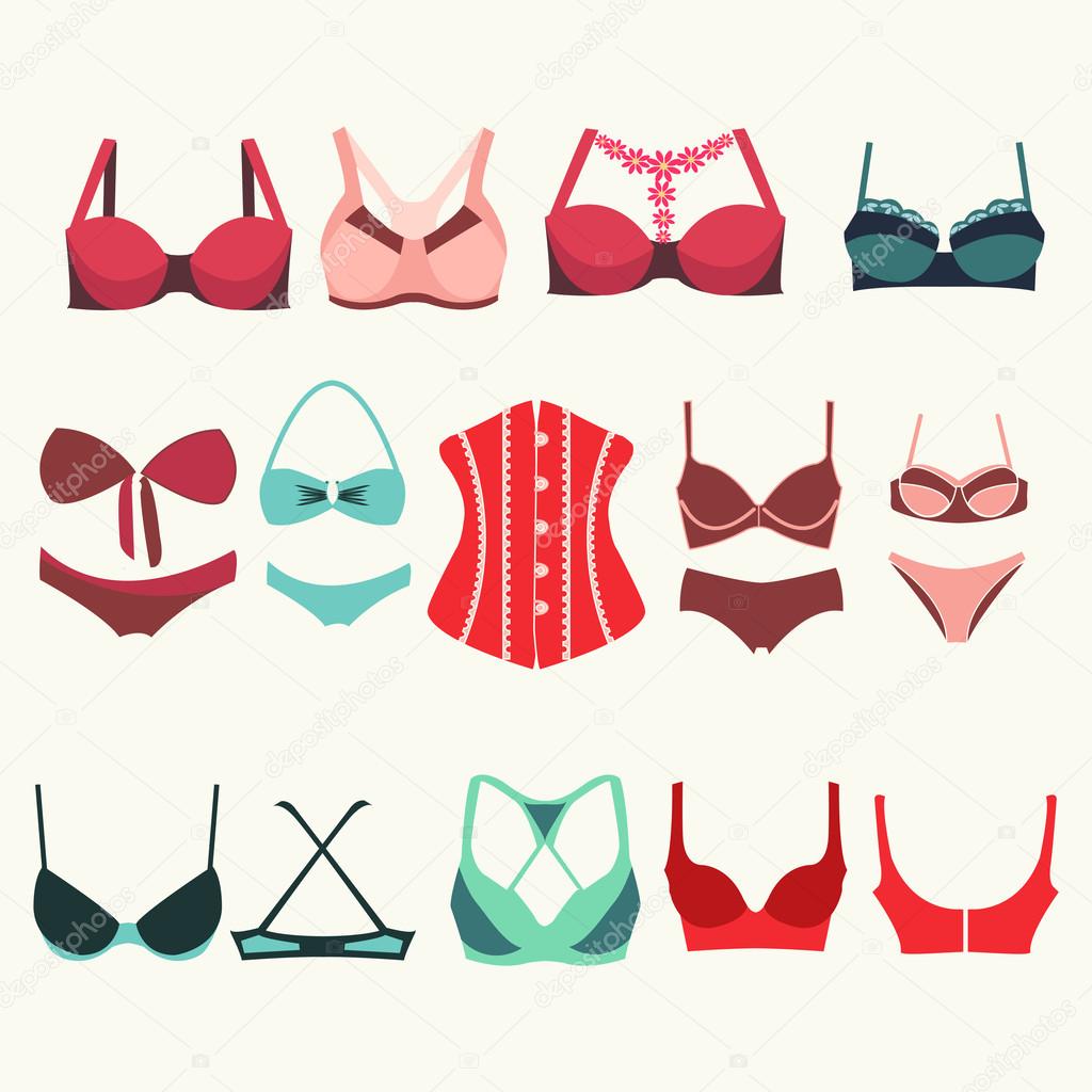 Different types of bras - Illustration Stock Vector by ©margolana