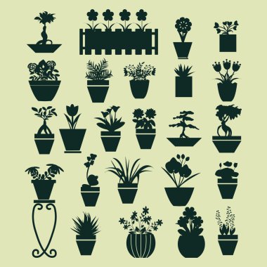  Bitki siluet topluluğu - illüstrasyon Icons set