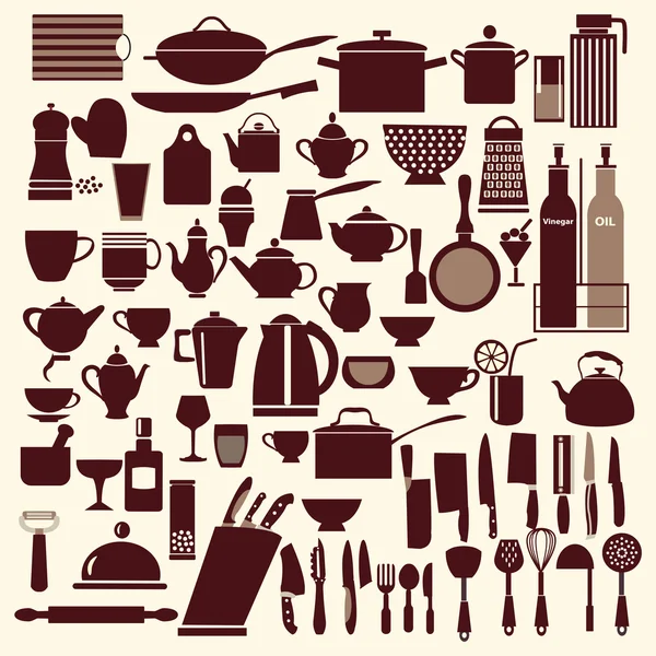 Juego de utensilios de cocina - Ilustración — Vector de stock