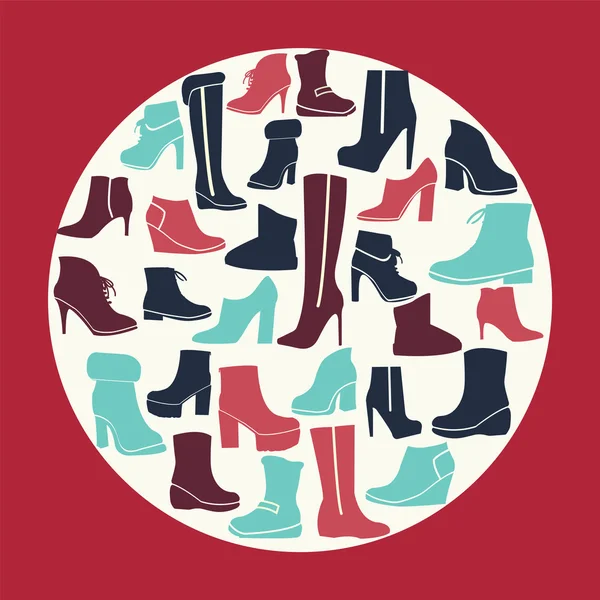 Collection de chaussures d'hiver — Image vectorielle