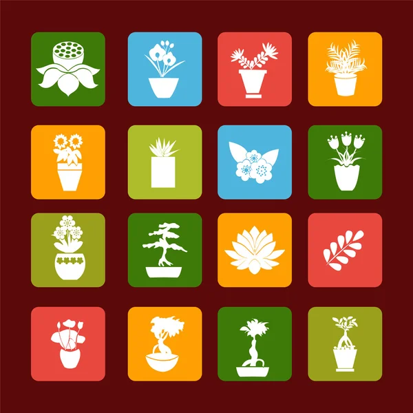 Set vettoriale icone della collezione di silhouette Plant — Vettoriale Stock
