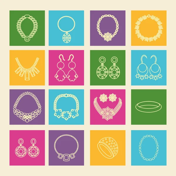 Set van sieraden pictogrammen - illustratie — Stockvector