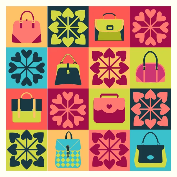 Group of Objects icons set of Fashion Bags — Stock Vector