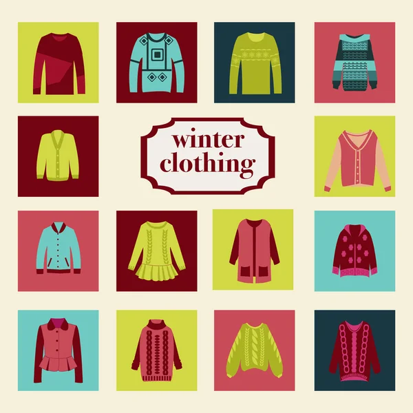 Set di abbigliamento moda inverno collezione — Vettoriale Stock