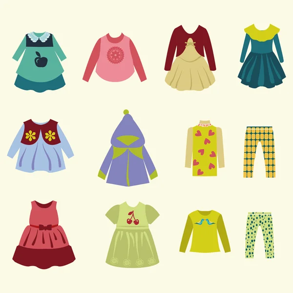 Collection of  children's clothing - Illustration — Stock Vector