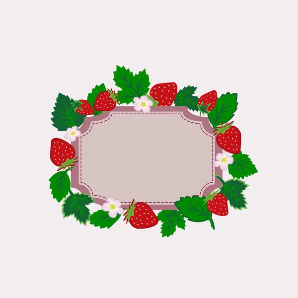 Cadre vectoriel fraise isolé — Image vectorielle