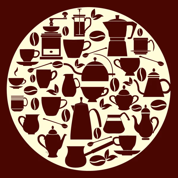 Collection Coffee silhouette  Pots with Cups — Stock Vector