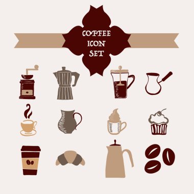 Kahve simgeler el-çizim - illüstrasyon