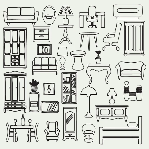 Mobilya Icons set - illüstrasyon