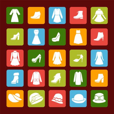 Kadın moda aksesuar Icons set
