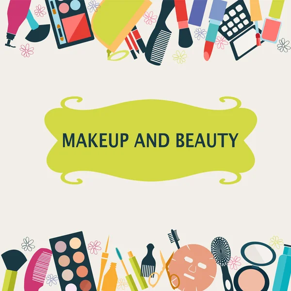 Patrón de maquillaje y belleza cosmética — Vector de stock