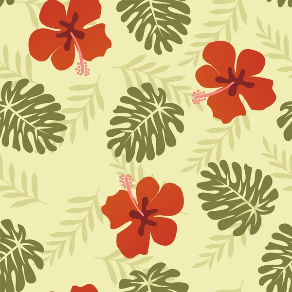 Patrón hawaiano Hojas tropicales - Ilustración — Vector de stock