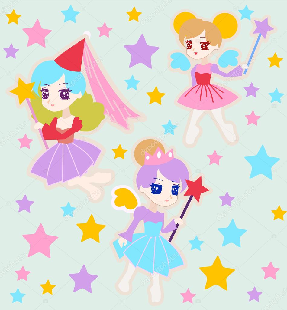 Cute Fairy Princess Character with Wings