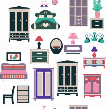  Yatak Odası Mobilya retro tarzı arka plan belirleme