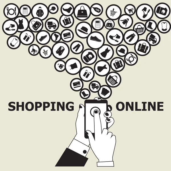 Elemente im Zusammenhang mit Online-Shopping — Stockvektor