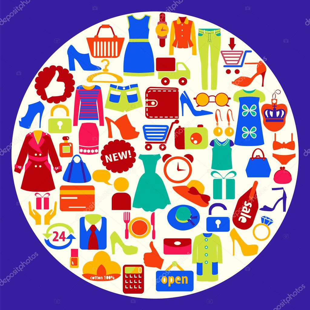 Shopping related icons-illustration