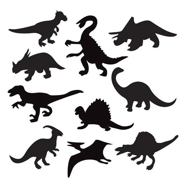 Silhouette différente de dinosaure — Image vectorielle