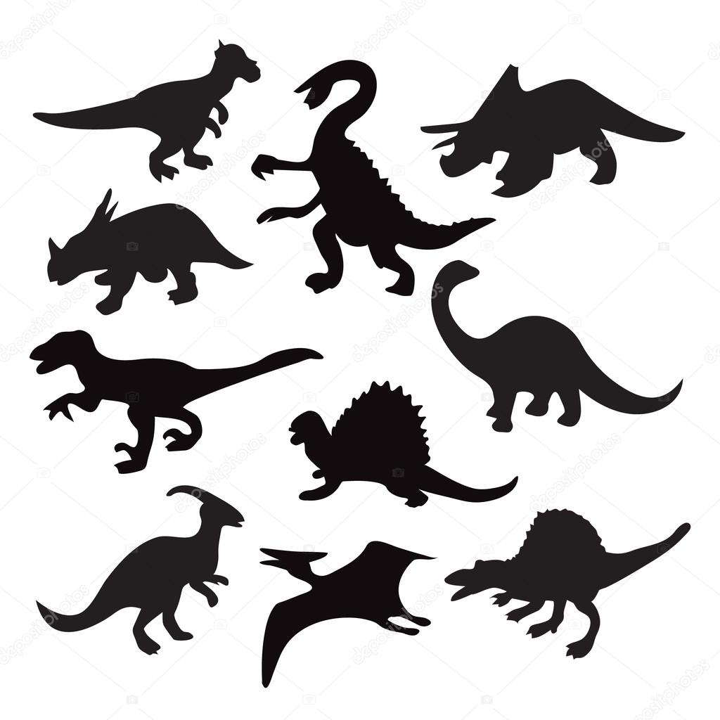 different dinosaur silhouette