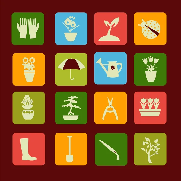 Set icons of gardening and spring related items. — Stock Vector