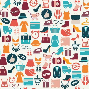 background with colorful shopping icons 